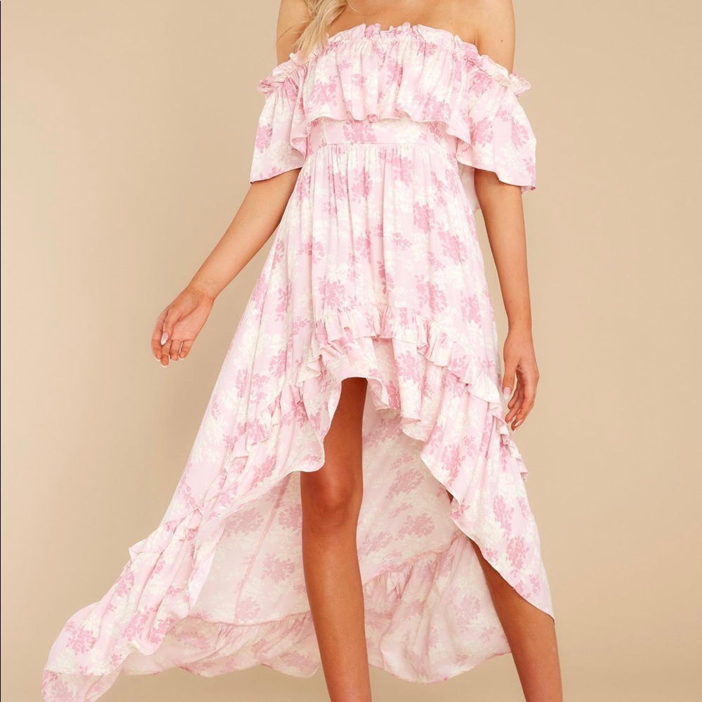 Instant Romance Pink Floral High to Low Dress Sm